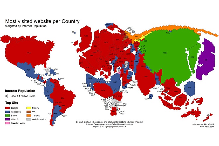 پربازدیدترین وب سایت در کشورهای مختلف جهان